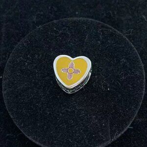 Pandora New Mexico Flag Heart Charm S925 Sterling Silver Jewelry for Bracelet